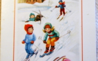 Lapset talvileikeissä hiihto sukset kaksiosainen