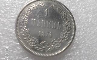1 mk 1874   Hopeaa   hienokuntoinen