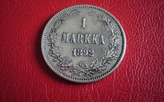 Suomi 1mk  1892 hopea