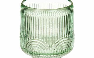 Kynttilänjalka Raidat Vihreä Kristalli 7,5 x 7,8 x 7,5 cm 
