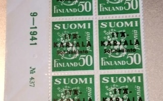 1941 50p Itä-Karjala kuusilo leimaamattomana