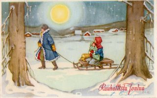 Vanha joulukortti- Britt-Lis Erlandsson