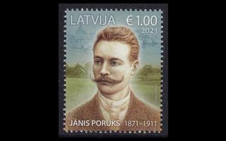 Latvia 1142 ** Kirjailija J?nis Poruks (2021)