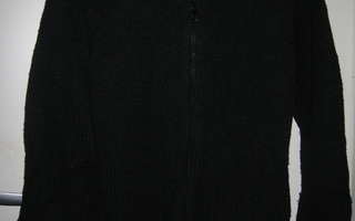 H&M - musta vetoketjullinen villatakki/neuletakki koko 48-50