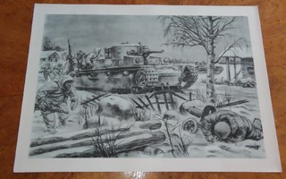Jatkosota Panssarivaunu Tankki Sotapiirros Lindeberg 1942