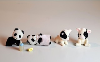 Sylvanian families vintage panda ja lehmä vauva kaksoset
