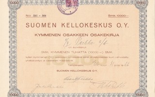 1926 Suomen Kellokeskus Oy, Tampere osakekirja