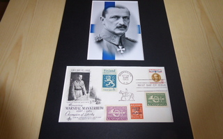 Mannerheim valokuva ja 1960 USA FDC paspis A4