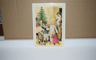 postikortti joulu joulupukki kuusi lapset (T)