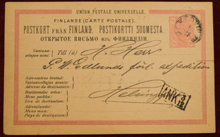 Ehiökortti 1885 Kuopio > Helsinki