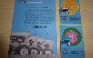 Ford traktori esite ja 2 erilaista postikorttia alkuperäiset