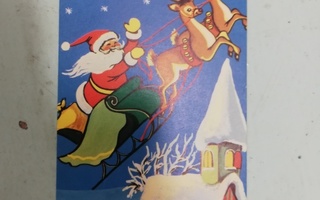 Vanha postikortti ( joulupukki ja porot )