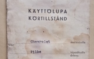 Käyttölupa seka-autolle linjalle Tammela - Forssa v. 1944