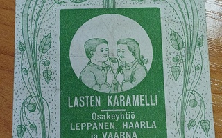 Lasten karamelli Leppänen Haarla ja Vaarna Makeispaperi!