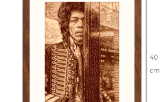 Jimi Hendrix taidetaulu kehystettynä