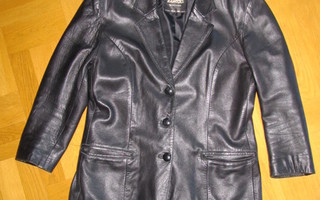 Upea musta aitoa nahkaa Soft Leather NAHKATAKKI koko M