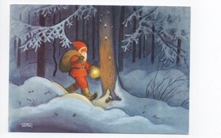 TEUTORI - Joulupukki kävelee metsässä, lyhty - kulk. 1979