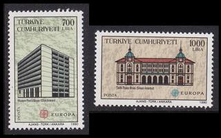 Turkki 2886-7 ** Europa postirakennuksia (1990)