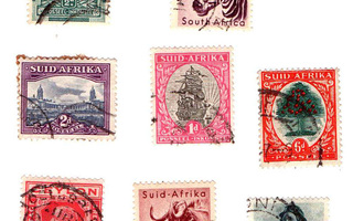 Vanhoja postimerkkejä Ceylon ja Etelä-Afrikka