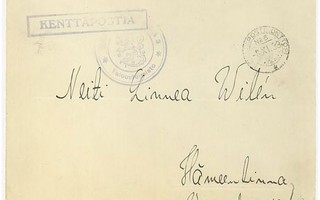 Kenttäpostikonttori 5 - kp-kirje 1939 yksikköleimalla