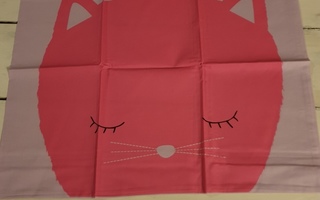 V.lila/pinkki pussilakanasetti kissan kuvalla, norm. koko