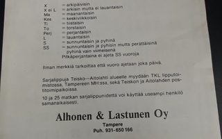 Alhonen & Lastunen  Oy Aikataulu 1991