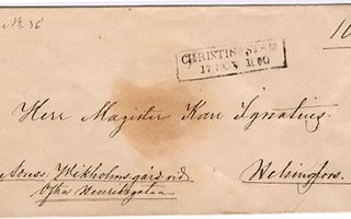 Christinestad matala laatikkoleima 1860 kirje Helsinkiin