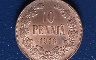 Upea 10 penniä 1916 kuparikolikko!