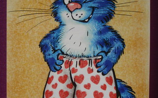 Irina Zeniuk sinisellä kissalla sydämelliset housut