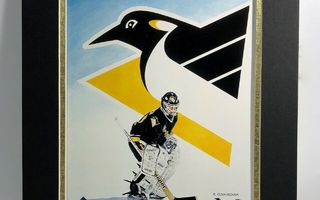 Aito Pittsburgh Penguins NHL litografia 1990-luku kehystetty