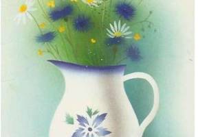 kortti Sininen kukka - erilaisia taidekortteja