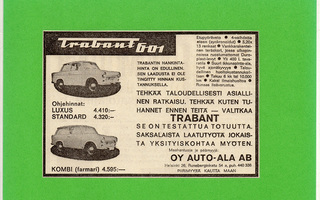 Trabant 601 - vanha lehtimainos A5 laminoitu