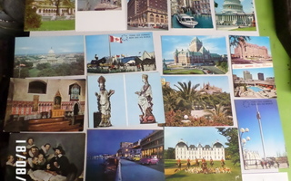 Ulkolaisia  puhtaita kirjoittamattomia postikortteja 19  kpl