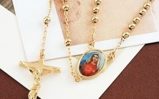 272 .. 9K GF Rosary Rukoile Helmi Siunattu Mary .. Kaulakoru