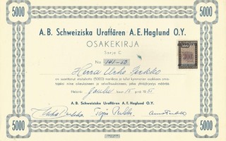 1951 Schweiziska Uraffären A E Haglund Oy, Helsinki kellol.