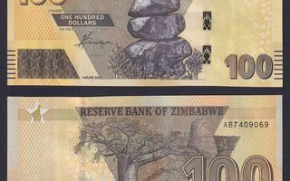 Zimbabwe 100 Dollars v.2020 UNC P-106 Hybrid