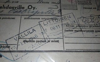 VR Vallila Asemaleima Rahtikirja 1946 PK140/8