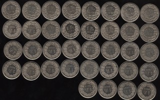 Sveitsi 1 franc 1968-2015 erä 36 erilaista hyväkuntoisina