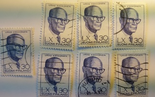 Presidentti Urho Kekkonen 60 vuotta sininen postimerkki 30 m