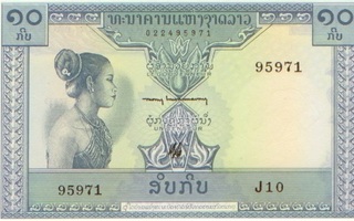 Laos 10 kip 1958