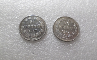 50  penniä  1917  molemmat  versiot,  kulkemattomat ,