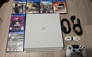 Ps4 PRO 1tb konsoli [valkoinen] + pelejä