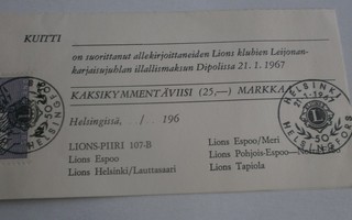 Espoo, Lions-clubi, Leijonankarjaisujuhlat, Dipoli 1967