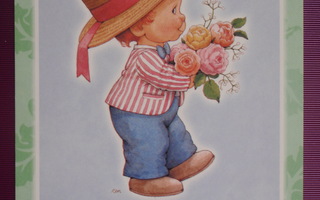 Morehead olkihattuinen poika vie kukkia ystävälle
