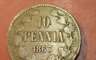 10  penniä  1867 *   Copper/Kupari *1/1