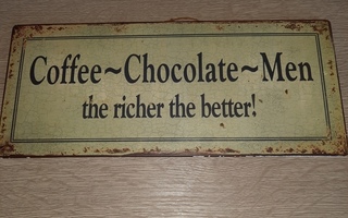 Kyltti : coffee chocolate men, the richer the better