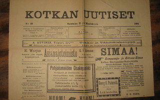 Sanomalehti Kotkan Uutiset  31.3.1904