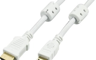 Deltaco HDMI - Mini HDMI Kaapeli, 4K, valkoinen, 1m *UUSI*
