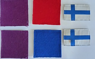 Aselajimerkin pohjia ja Suomen lippuja 3 kpl