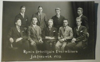 Kymin Urheilijain ensimmäinen johtokunta v. 1933, mv vkpk